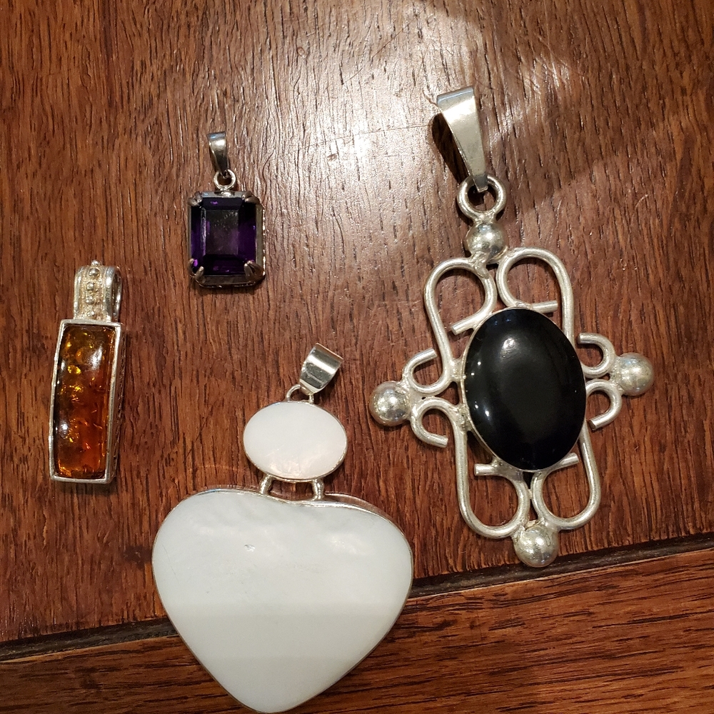 4 sterling pendants